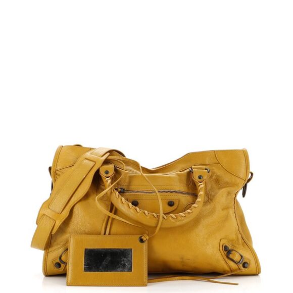 Balenciaga City Classic Studs Bag Leather Medium Yellow - Picture 2 of 10